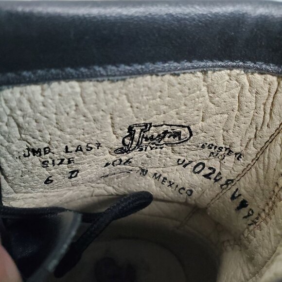 Justin Boots Shoes Youth Unisex Size 6 Black Leather Roper Lace Up Boots - Picture 10 of 11